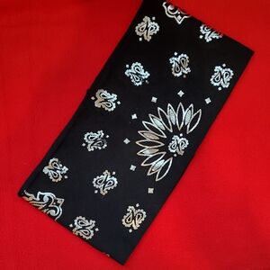 Black and Metallic Silver Unisex Biker Headband